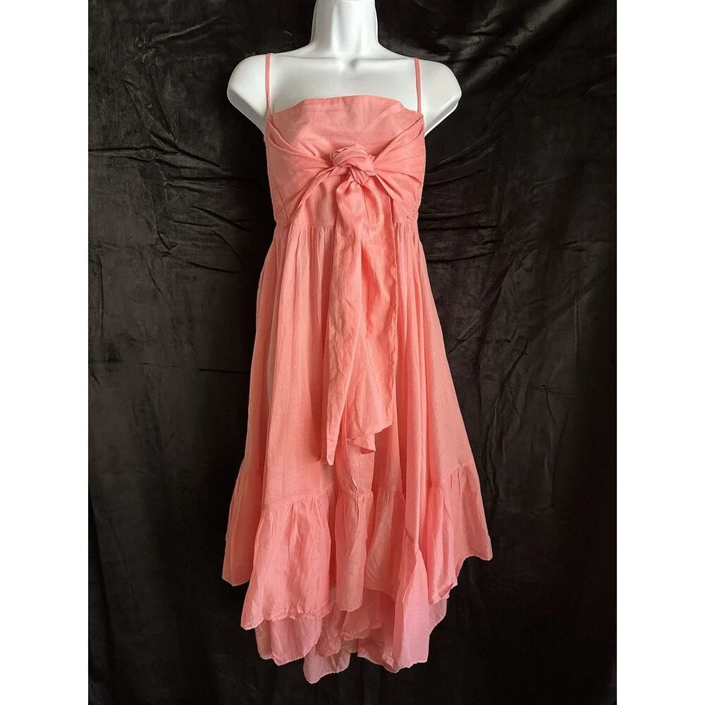 NWT J. Crew Pink Sheer Organic Cotton High /Low Dress Handkerchief Hem